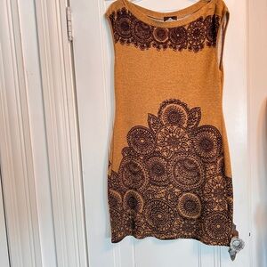 Angie Brown and Black Sleeveless Dress